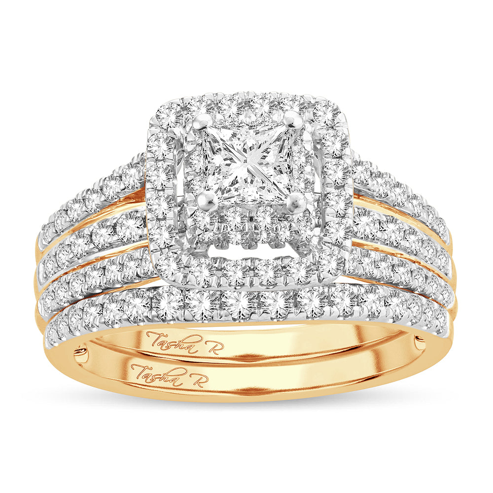 14K Yellow Gold Dazzling  1.50Ct  Diamond  Bridal  Ring