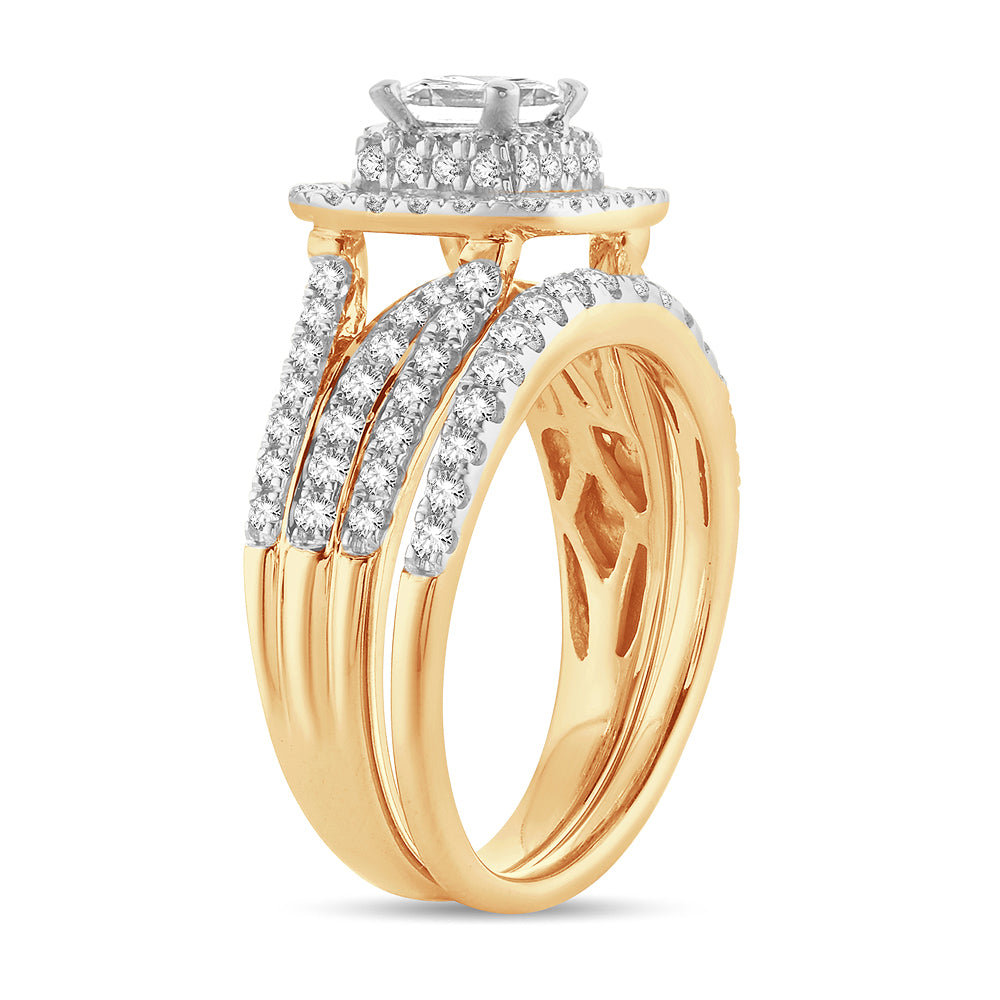 14K Yellow Gold Dazzling  1.50Ct  Diamond  Bridal  Ring