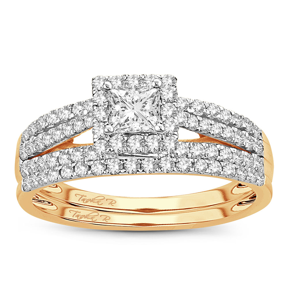 14K Yellow Gold Dazzling  1.00Ct  Diamond  Bridal  Ring