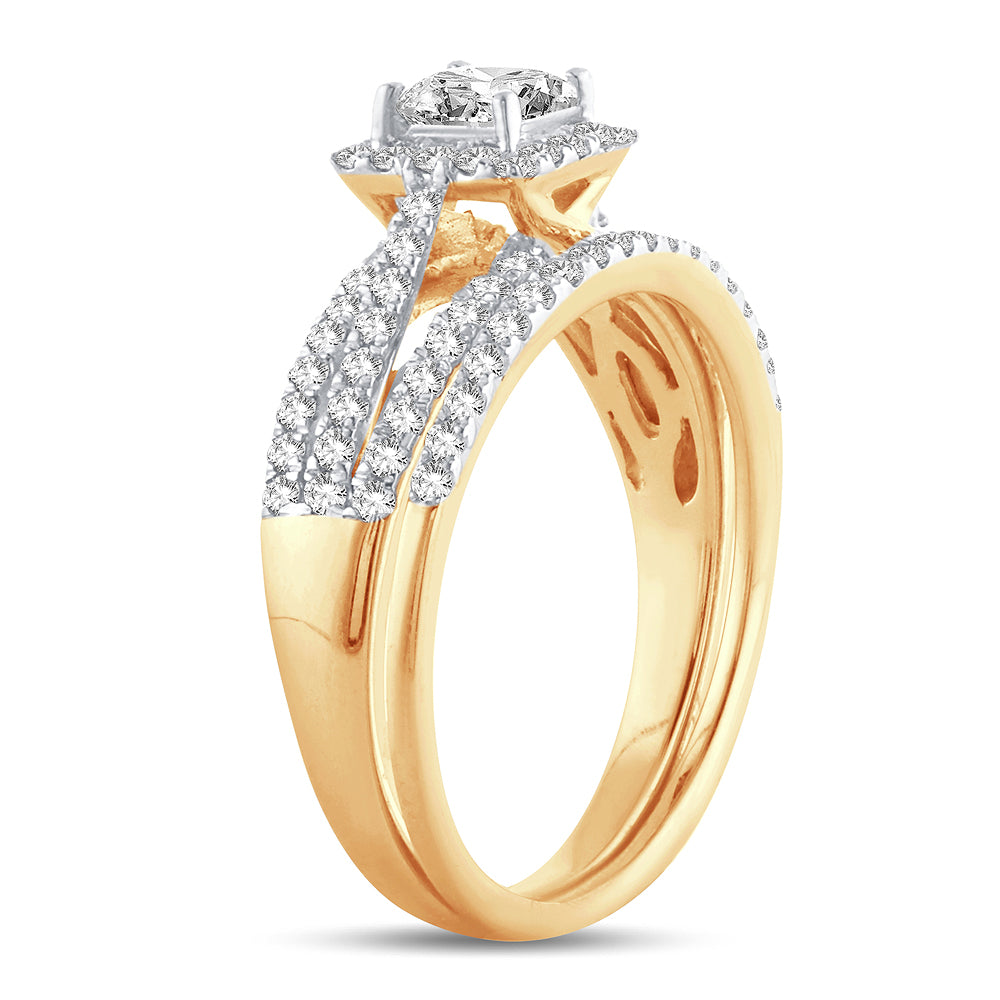 14K Yellow Gold Dazzling  1.00Ct  Diamond  Bridal  Ring