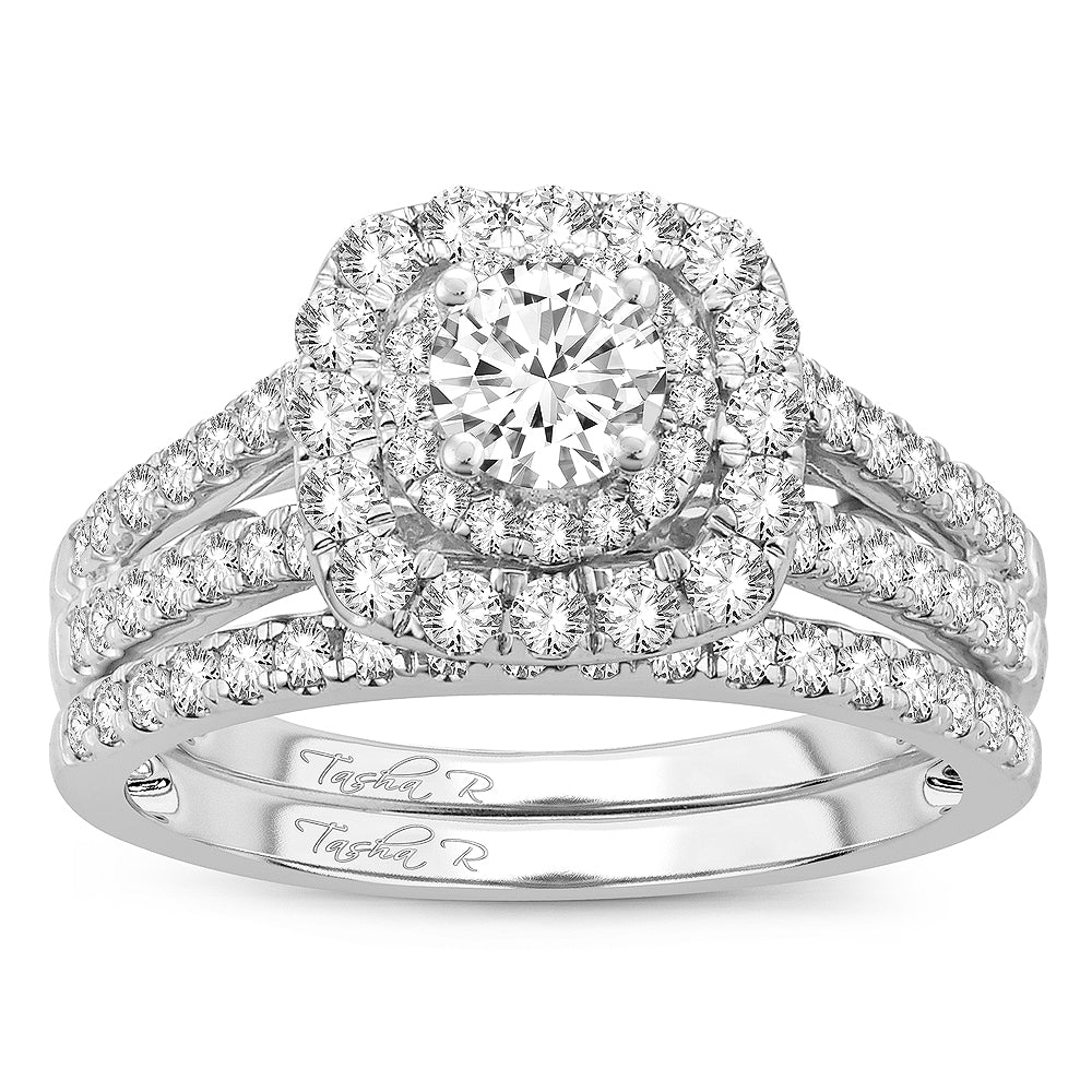 14K White Gold Gorgeous  1.40Ct  Diamond Bridal Ring