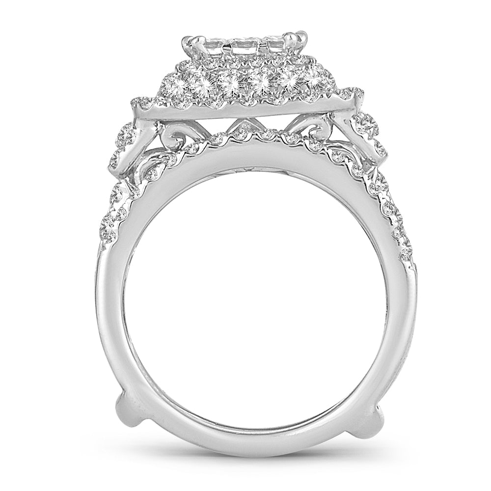 14K White Gold Beautiful  3.00Ct Bridal  Diamond  Ring