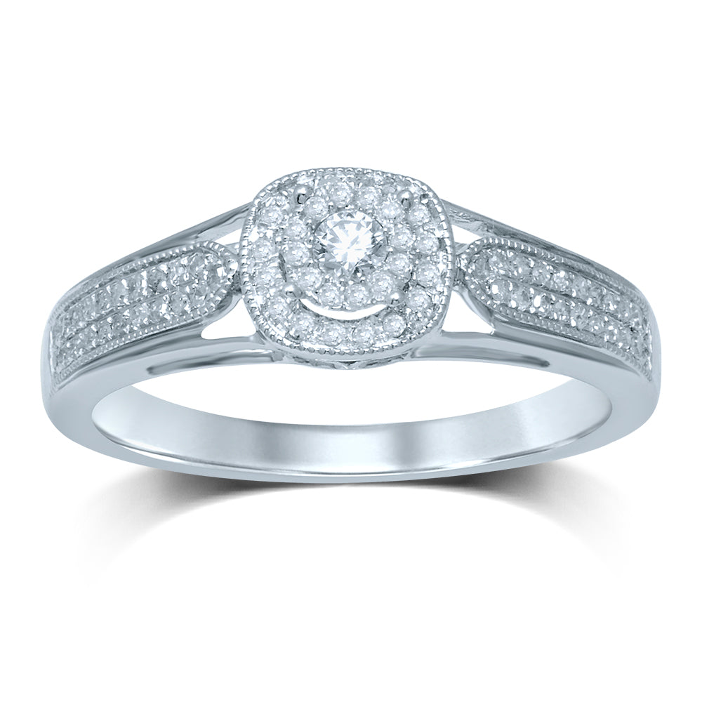 14K White Gold Elegant  0.27Ct  Diamond  Ring