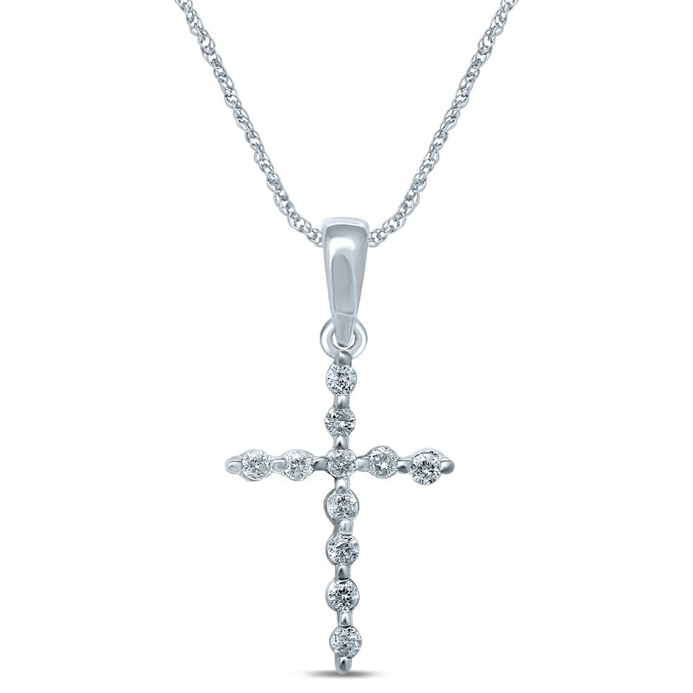 10K White Gold Exquisite  0.09Ct Diamond Pendant