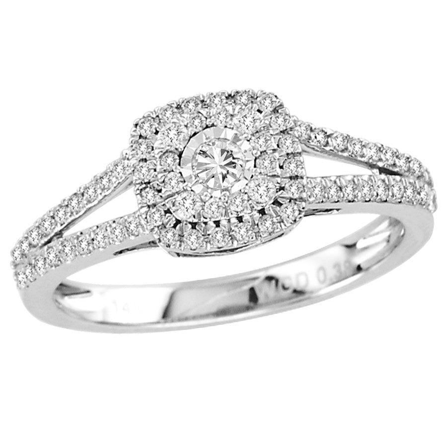 14K White Gold Elegant 0.38Ct Diamond Ring