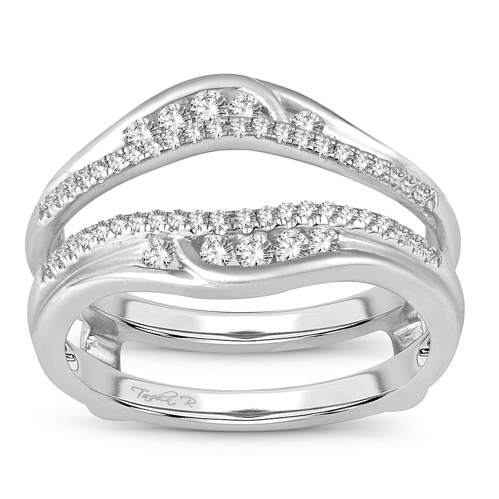 14K White Gold Exquisite  0.34Ct Diamond Ring Guard