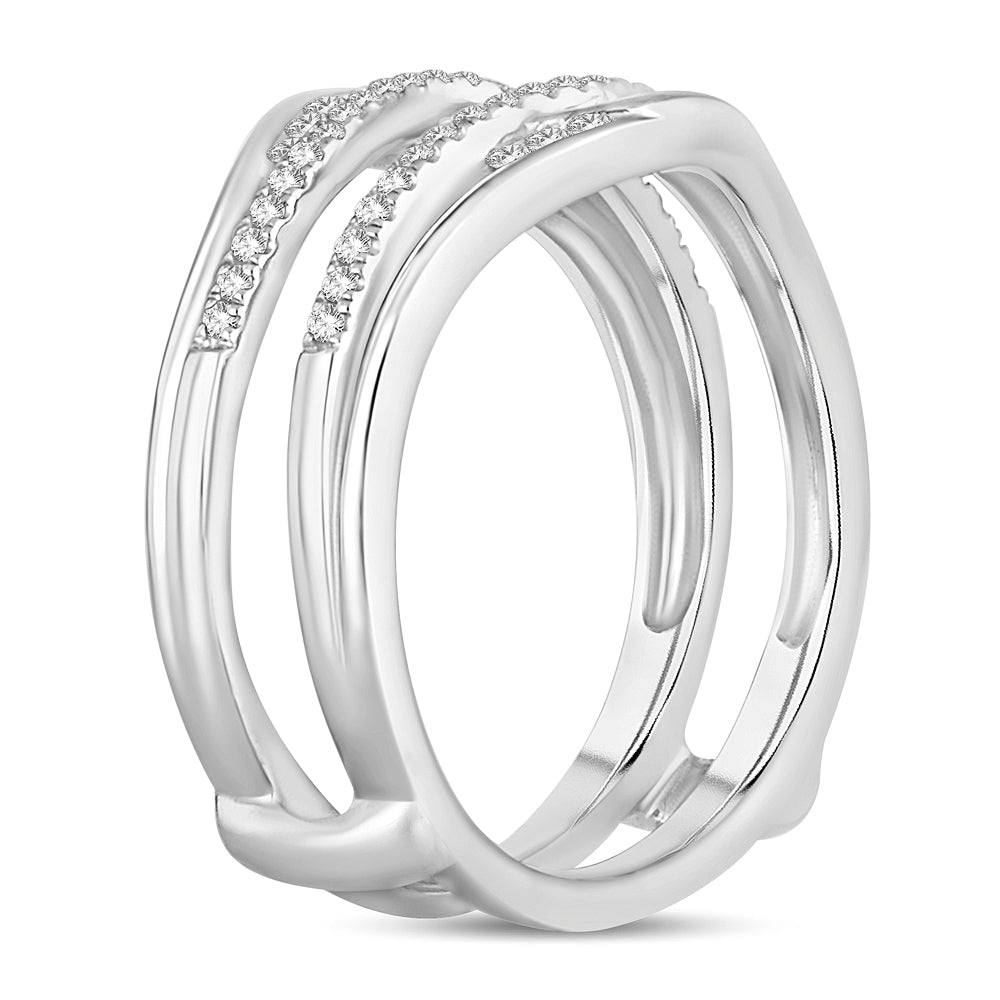 14K White Gold Exquisite  0.34Ct Diamond Ring Guard