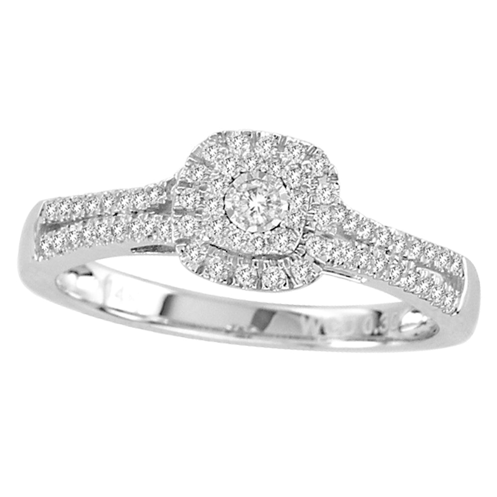 14K White Gold Beautiful 0.30Ct Diamond Ring