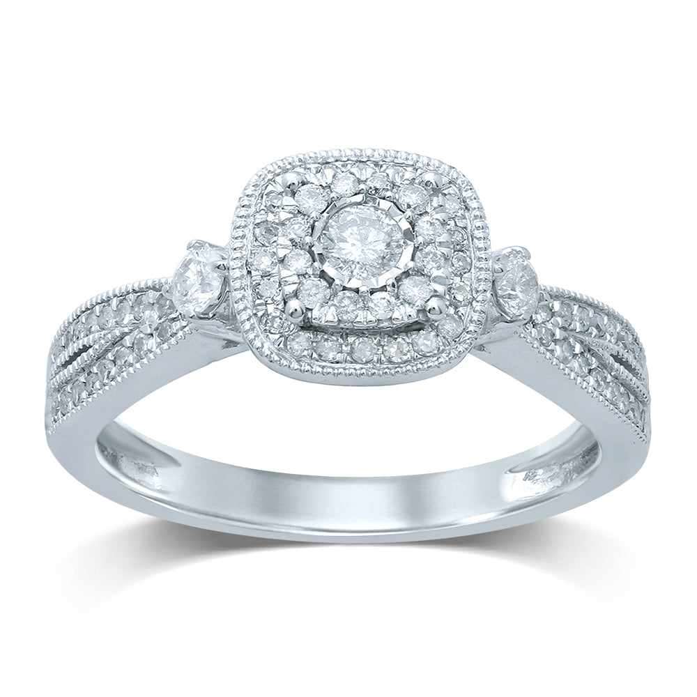 14K White Gold Elegant 0.40Ct  Diamond Ring