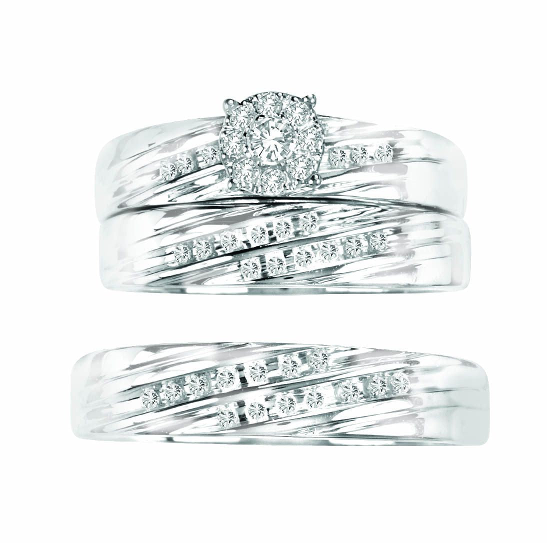 14K White Gold Magnifcnet  0.35Ct  Trio Set