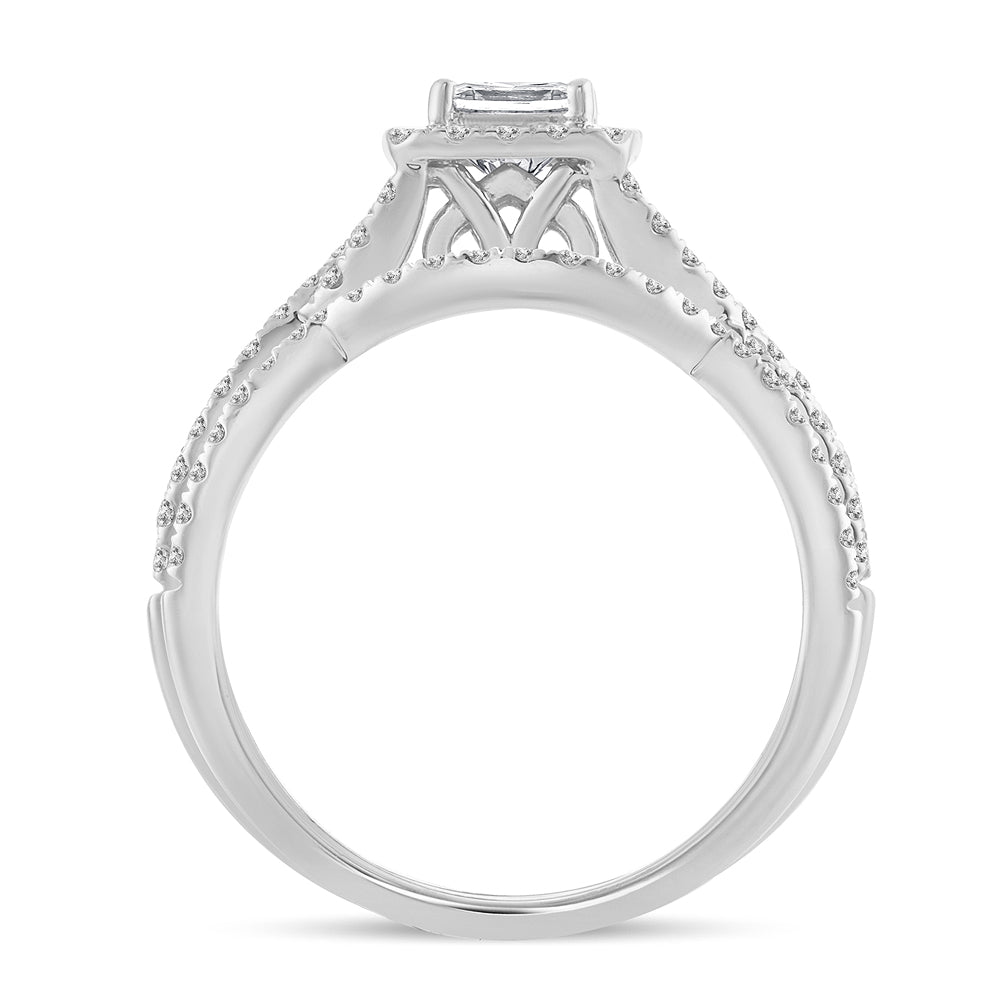 14K White Gold Elegant 1.00Ct Diamond  Bridal Set