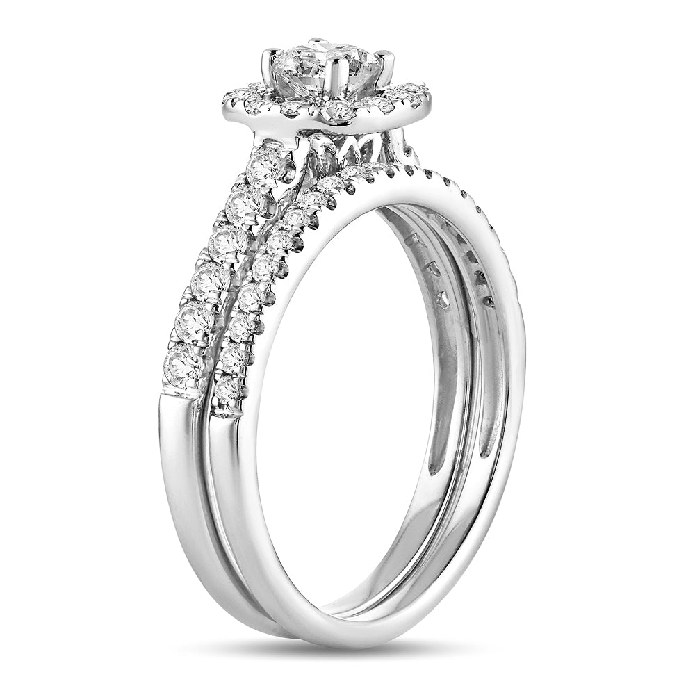 14K White Gold Exquisite 1.00Ct  Diamond Bridal Ring