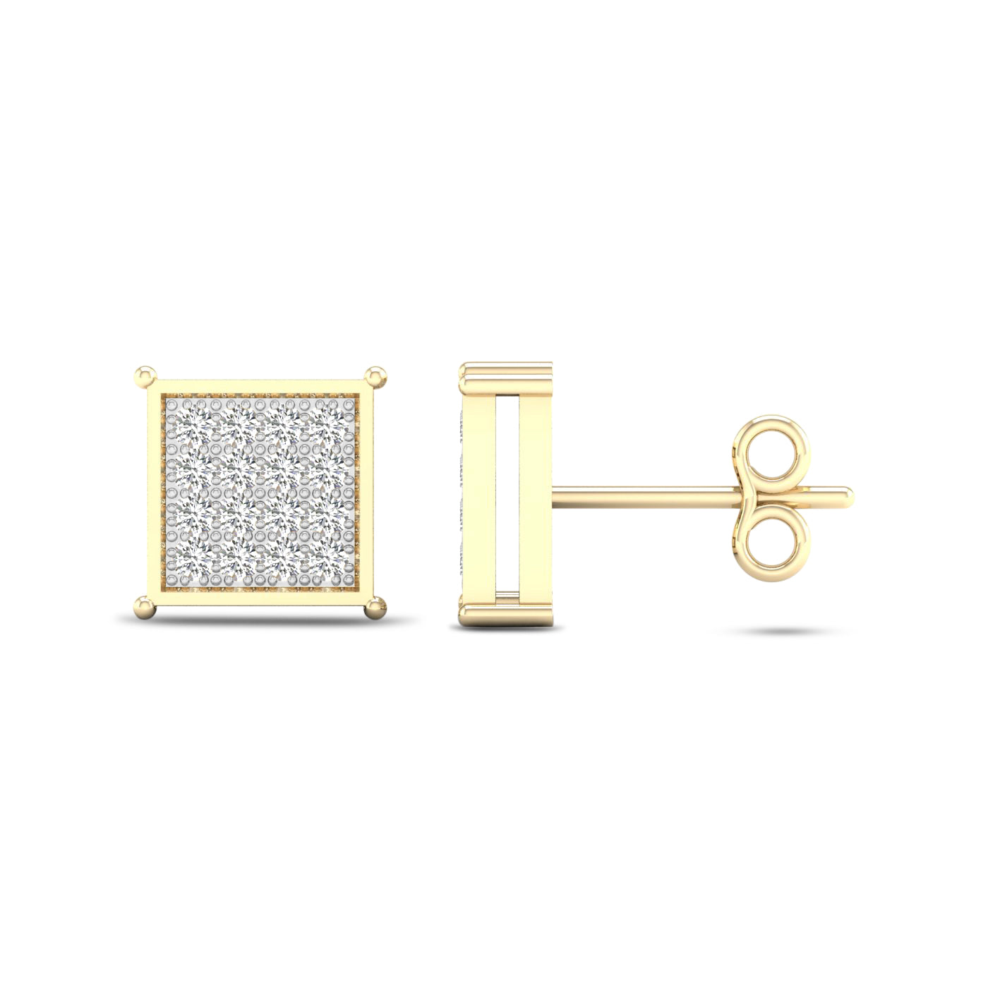 10K Yellow Gold Magnifcnet  0.10Ct  Diamond  Earring