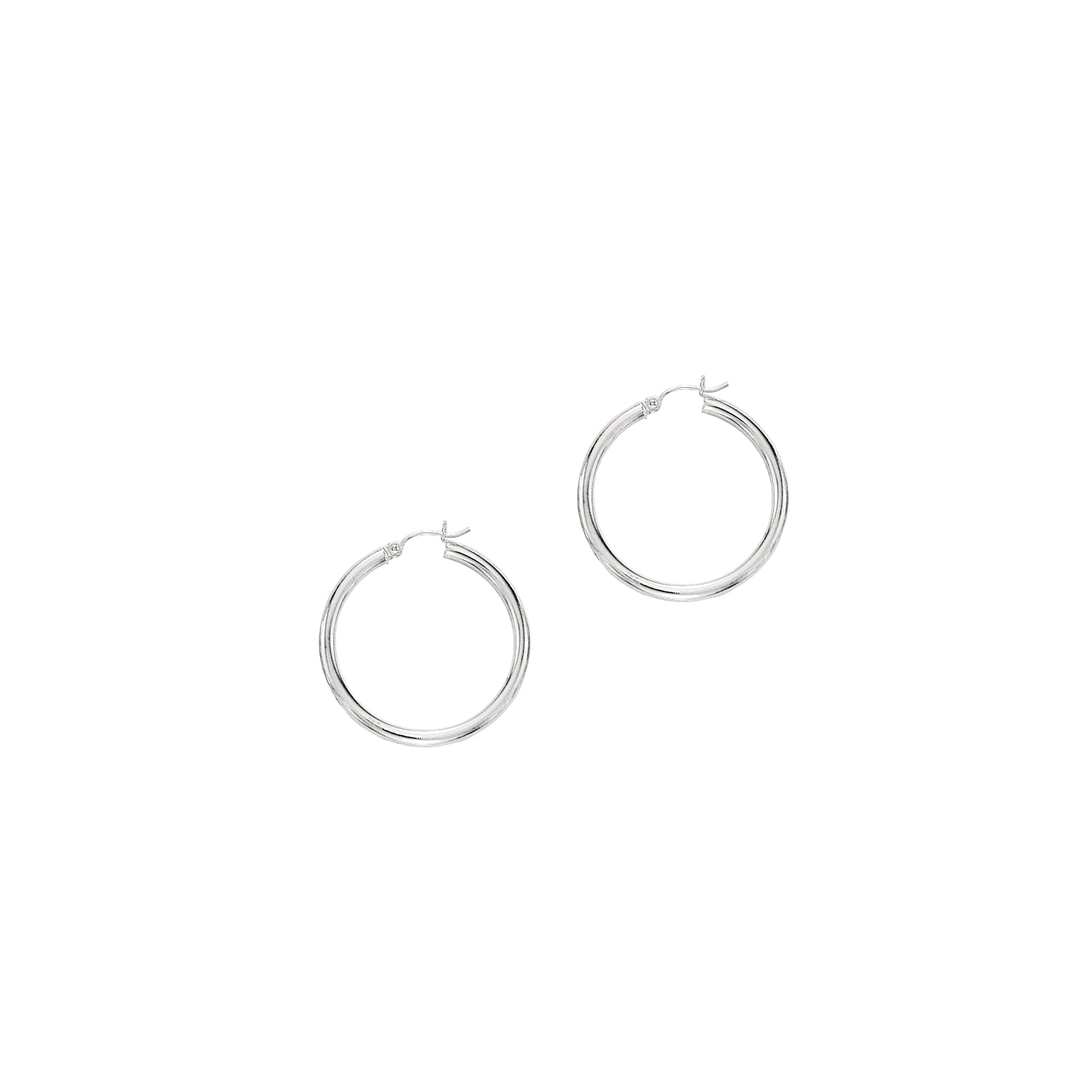 10K White Gold 2x25mm Hoop Earring