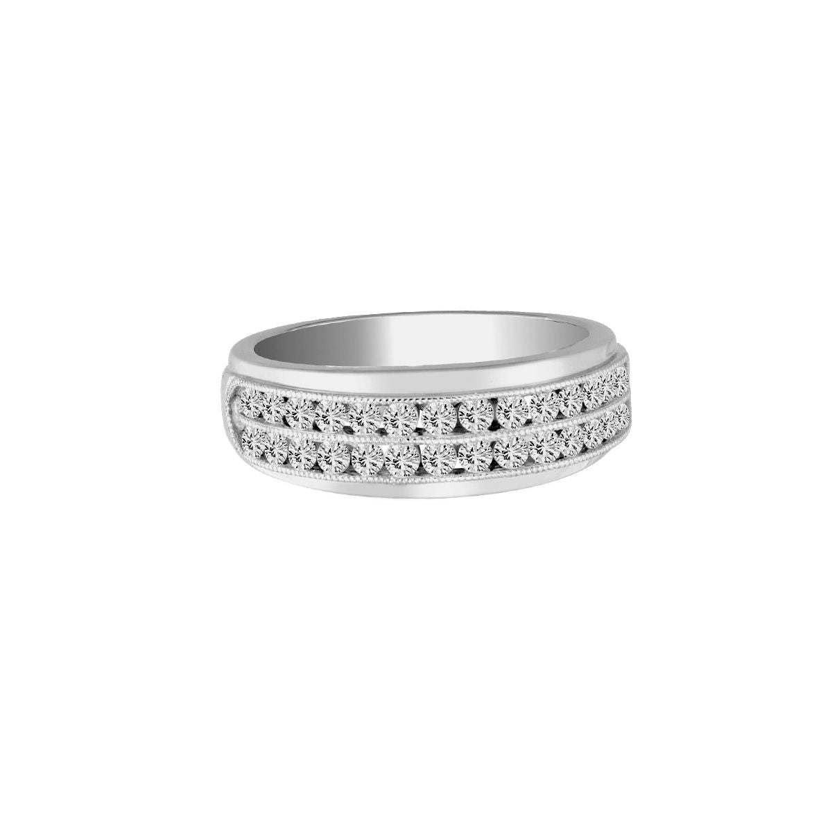 14K White Gold Dazzling 0.25Ct Diamond Men'S Band