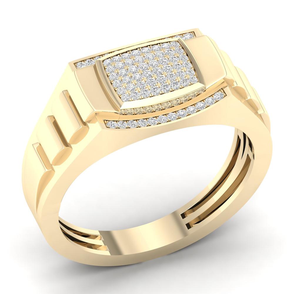 10K Yellow Gold Elegant 0.20Ct Diamond Mens Ring