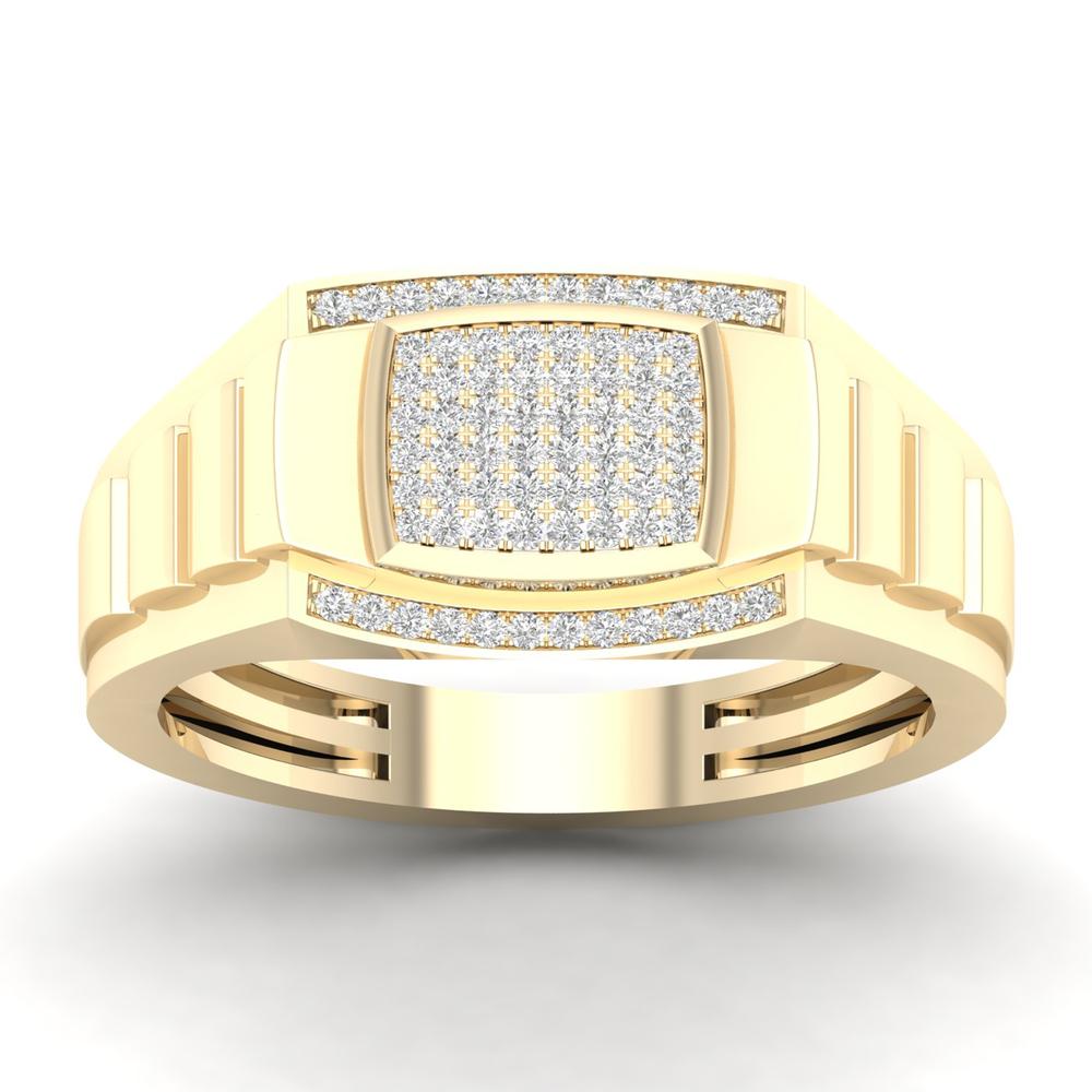 10K Yellow Gold Elegant 0.20Ct Diamond Mens Ring