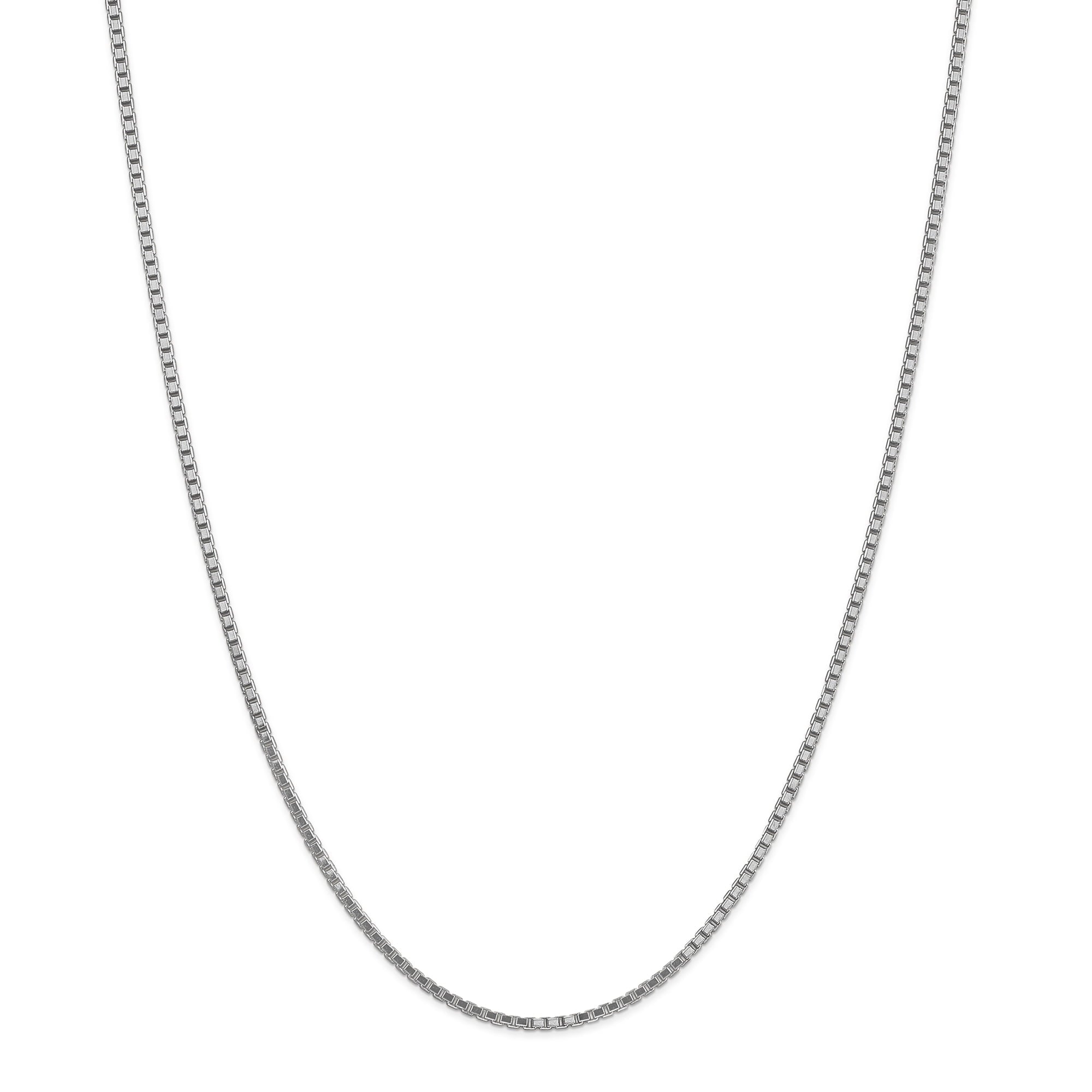 14K White Gold 30 inch 1.9mm Box with Lobster Clasp Chain