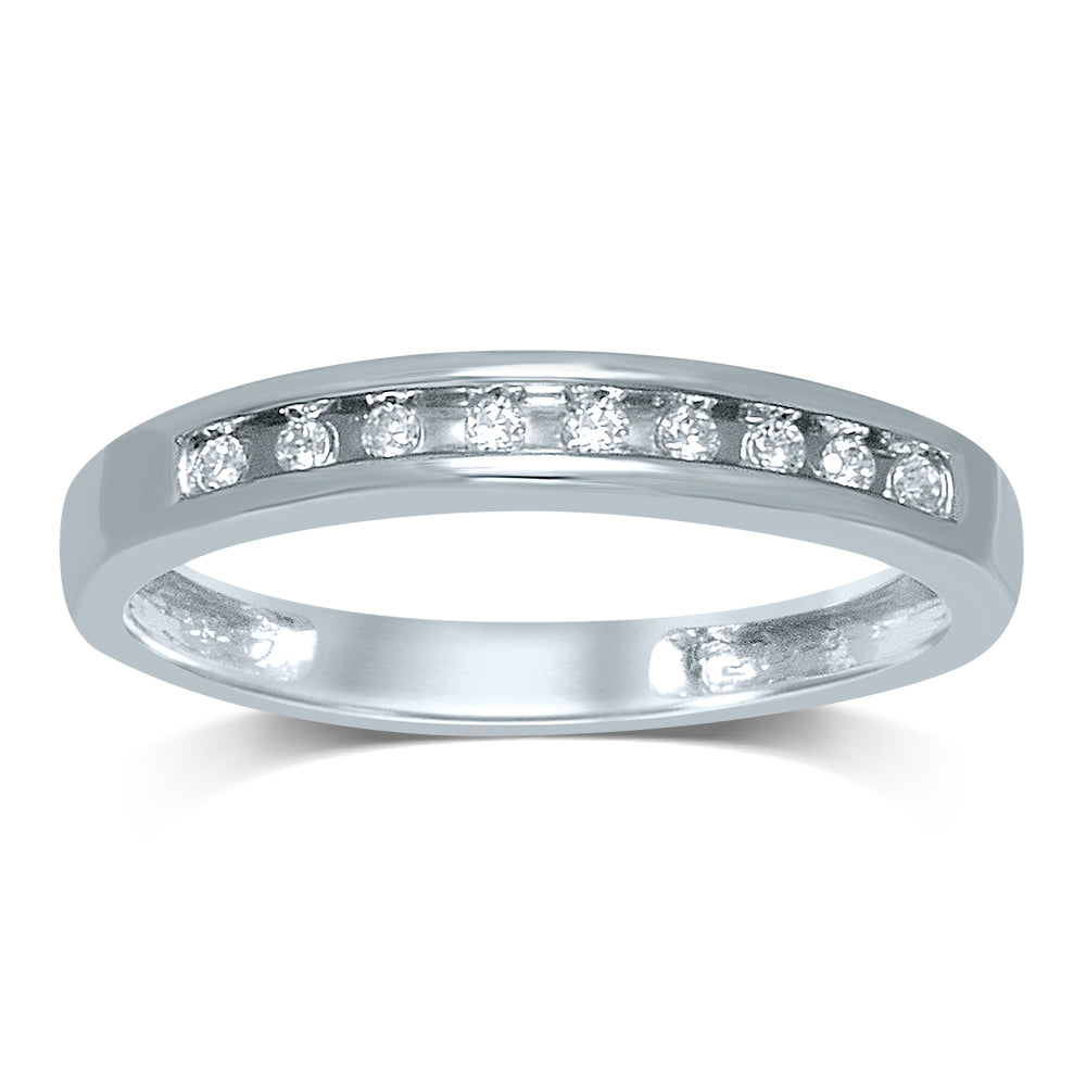 Silver Exquisite Silver 0.10Ct Diamond Ladies Band