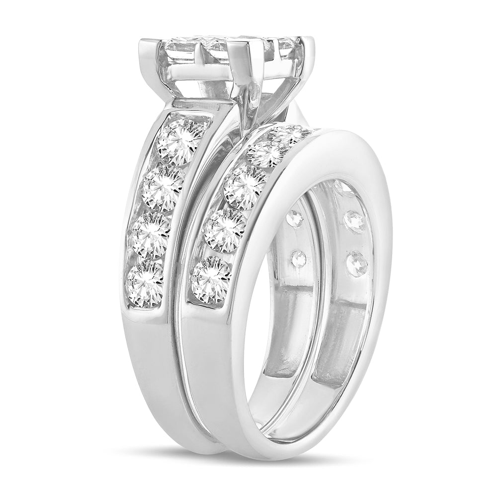 14K White Gold Elegant 3.00Ct Diamond Bridal Ring