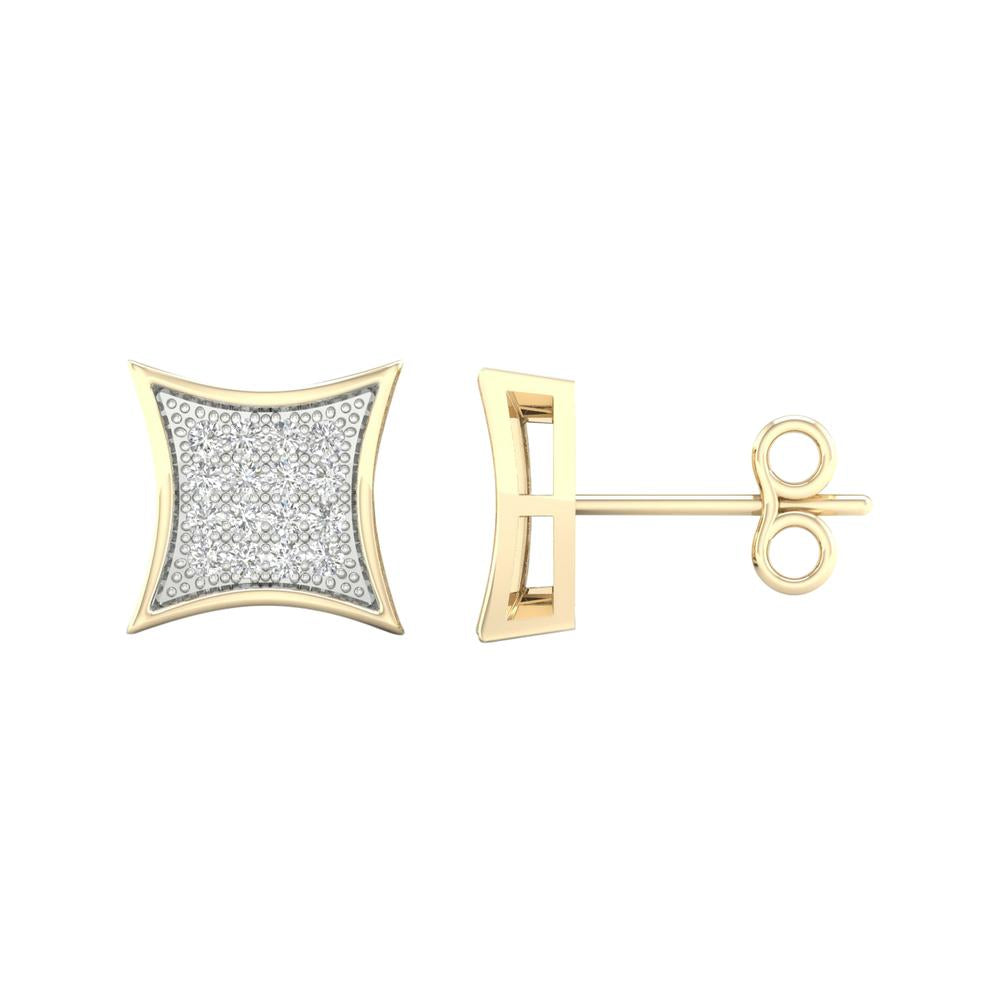 10K Yellow Gold Exquisite 0.10Ct Diamond Earring