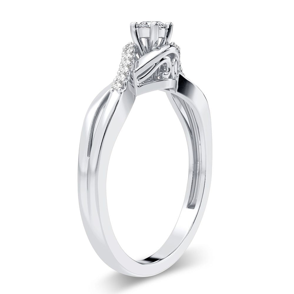 14K White Gold Beautiful 0.16Ct Diamond Ring