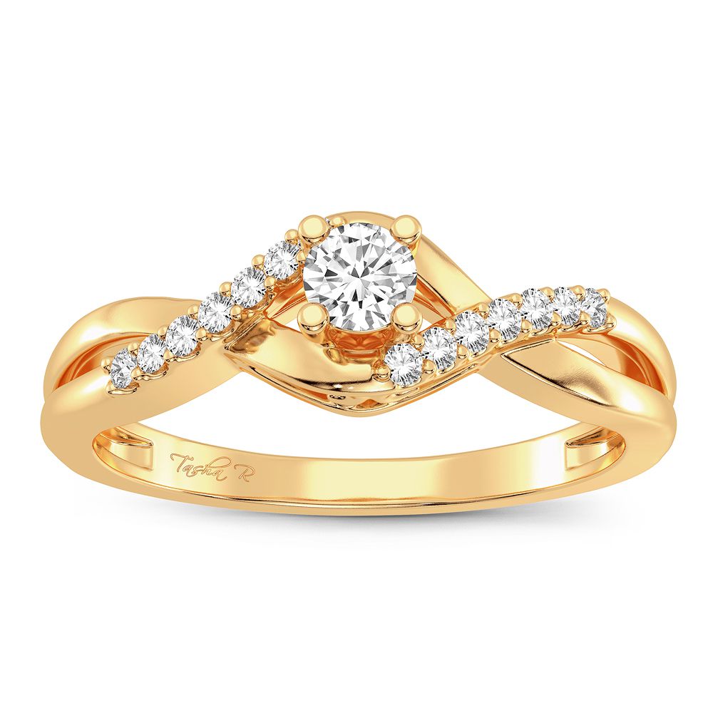 14K Yellow Gold Elegant 0.16Ct Diamond Ring