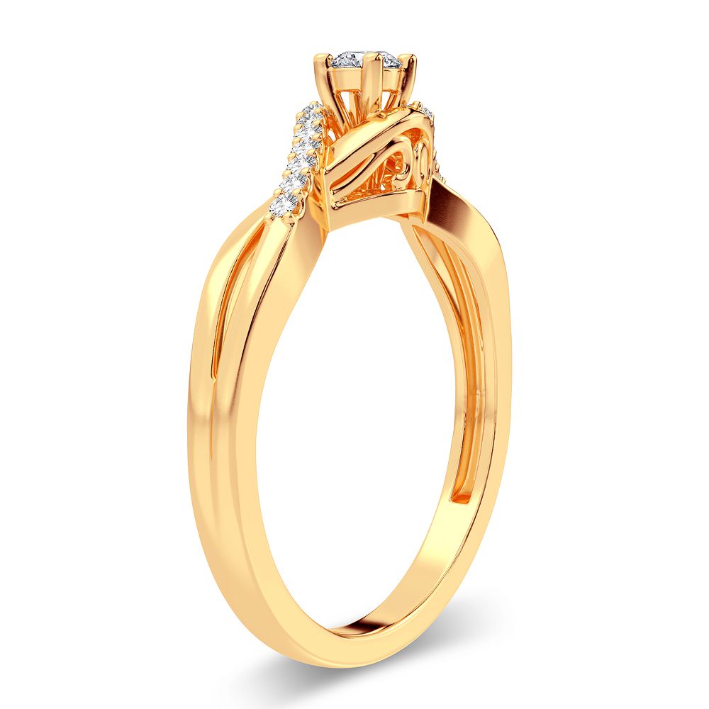 14K Yellow Gold Elegant 0.16Ct Diamond Ring