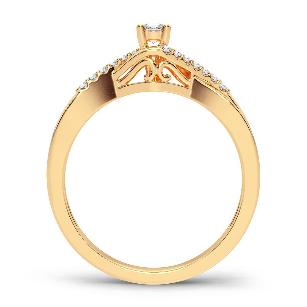 14K Yellow Gold Elegant 0.16Ct Diamond Ring