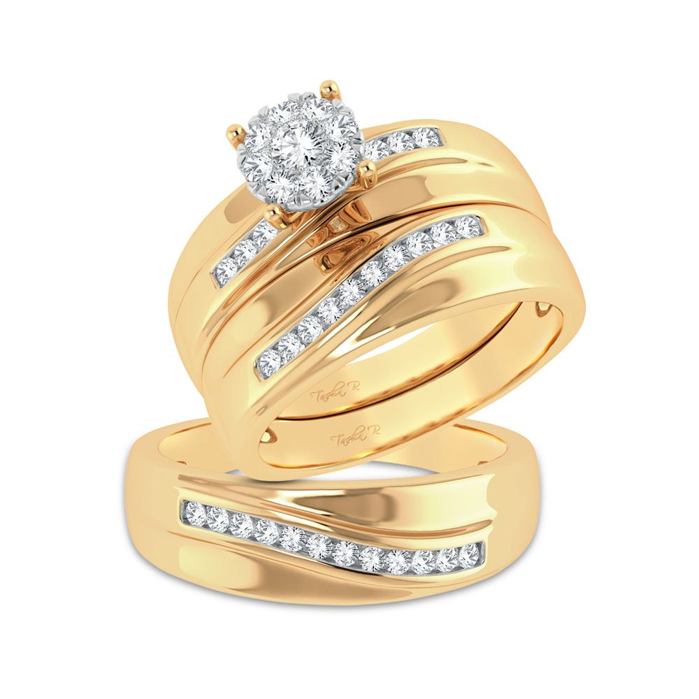 14K Yellow Gold 0.53Ct Diamond Trio Set