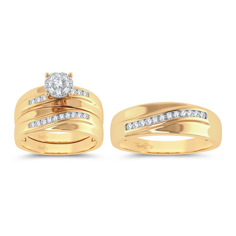 14K Yellow Gold 0.53Ct Diamond Trio Set