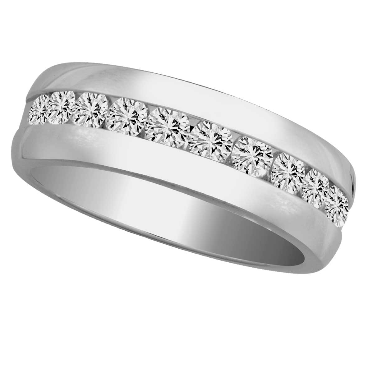 14K White Gold Exquisite  1.03Ct  Diamond Mens  Band