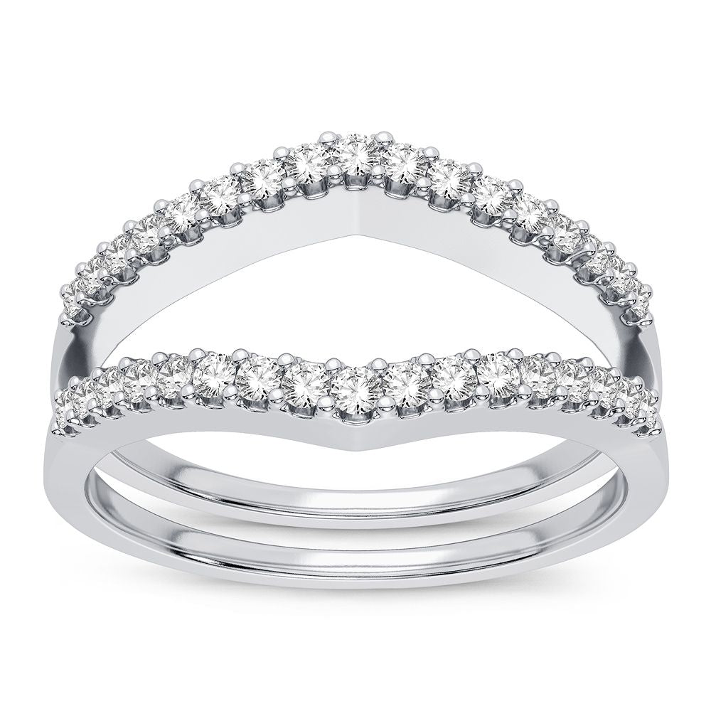 14K White Gold Dazzling 0.25Ct Diamond Ring Guard