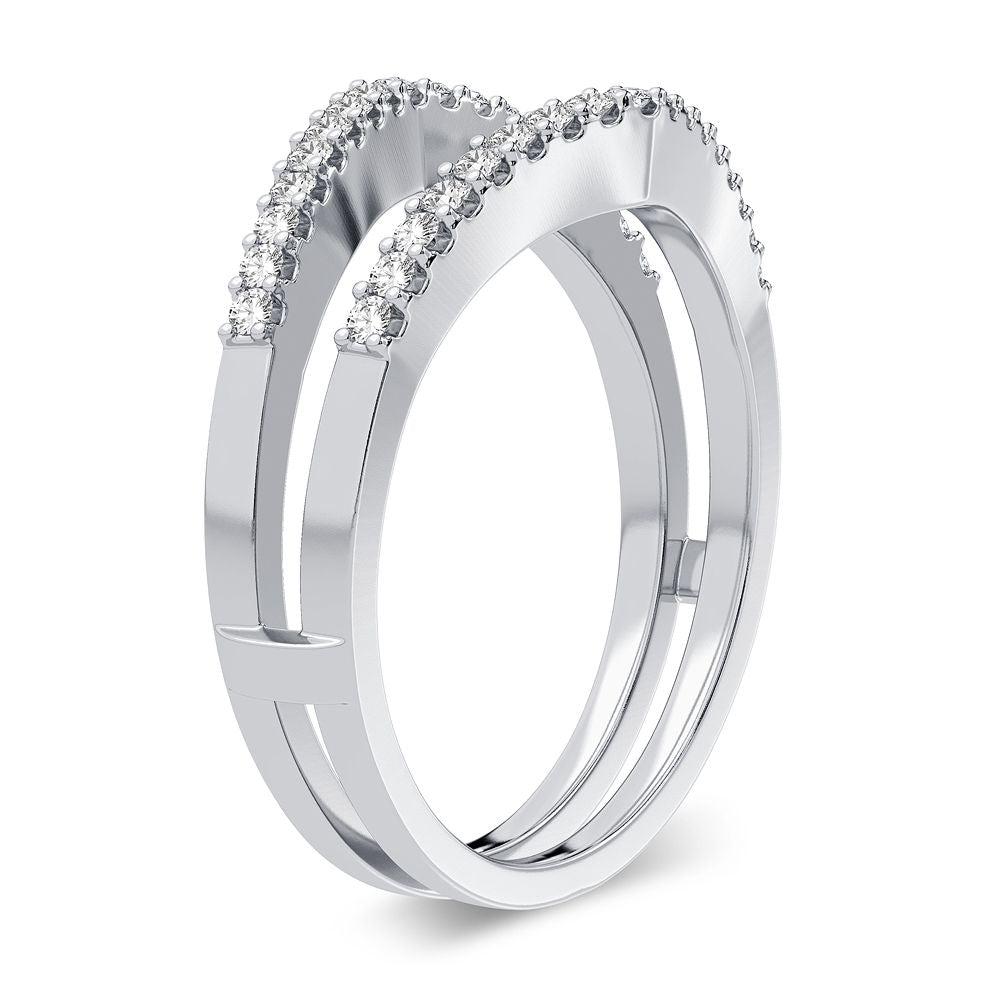 14K White Gold Dazzling 0.25Ct Diamond Ring Guard