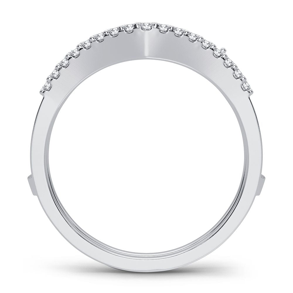 14K White Gold Dazzling 0.25Ct Diamond Ring Guard