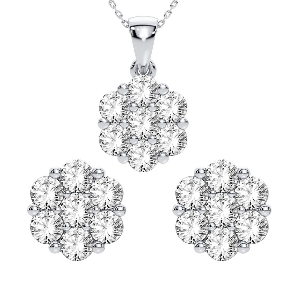 14K White Gold Exquisite 0.25Ct T.W Diamond Earring   Pendant Set