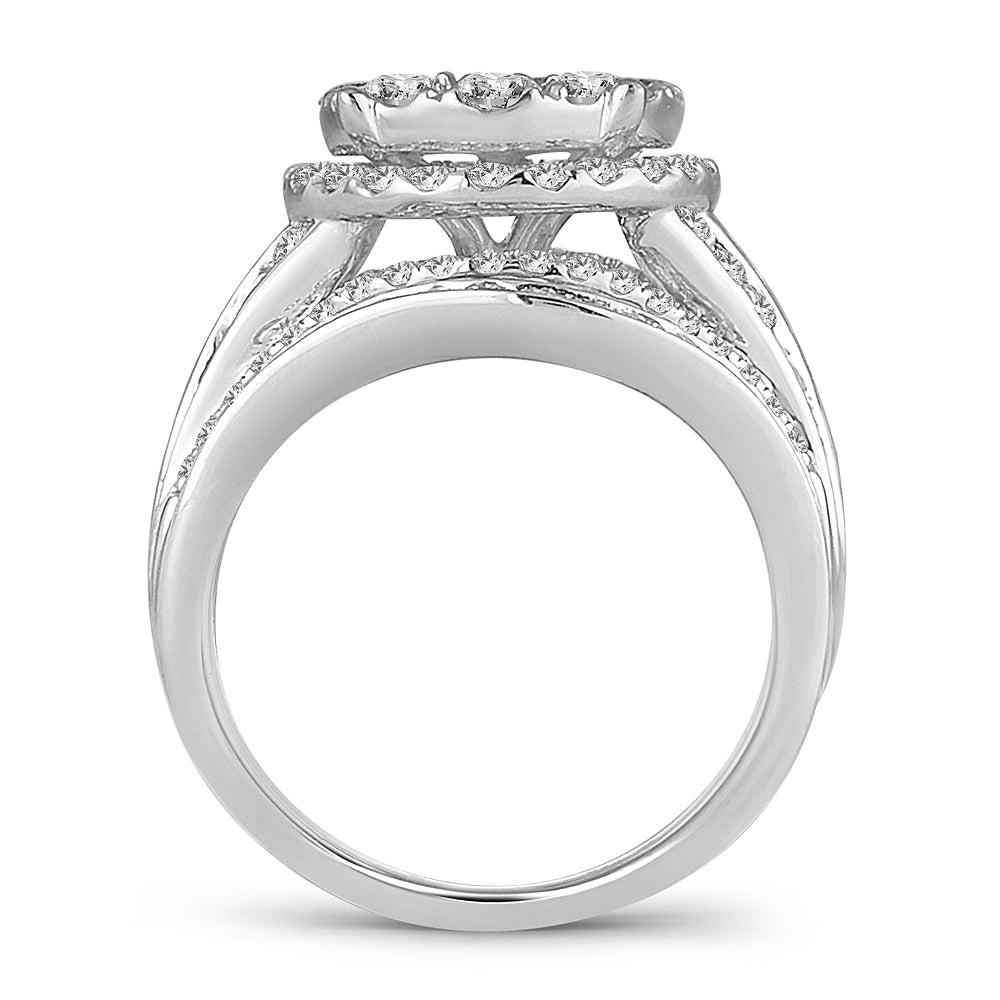 14K White Gold Beautiful 2.52Ct Diamond  Bridal Ring