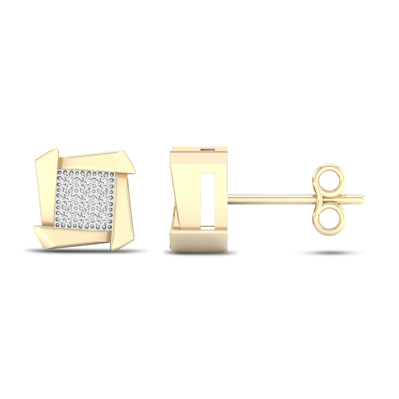 10K Yellow Gold Magnifcnet 0.05Ct Diamond Earring