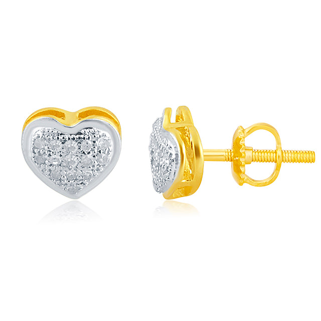 10K Yellow 0.10Ct   D- Heart  Earring