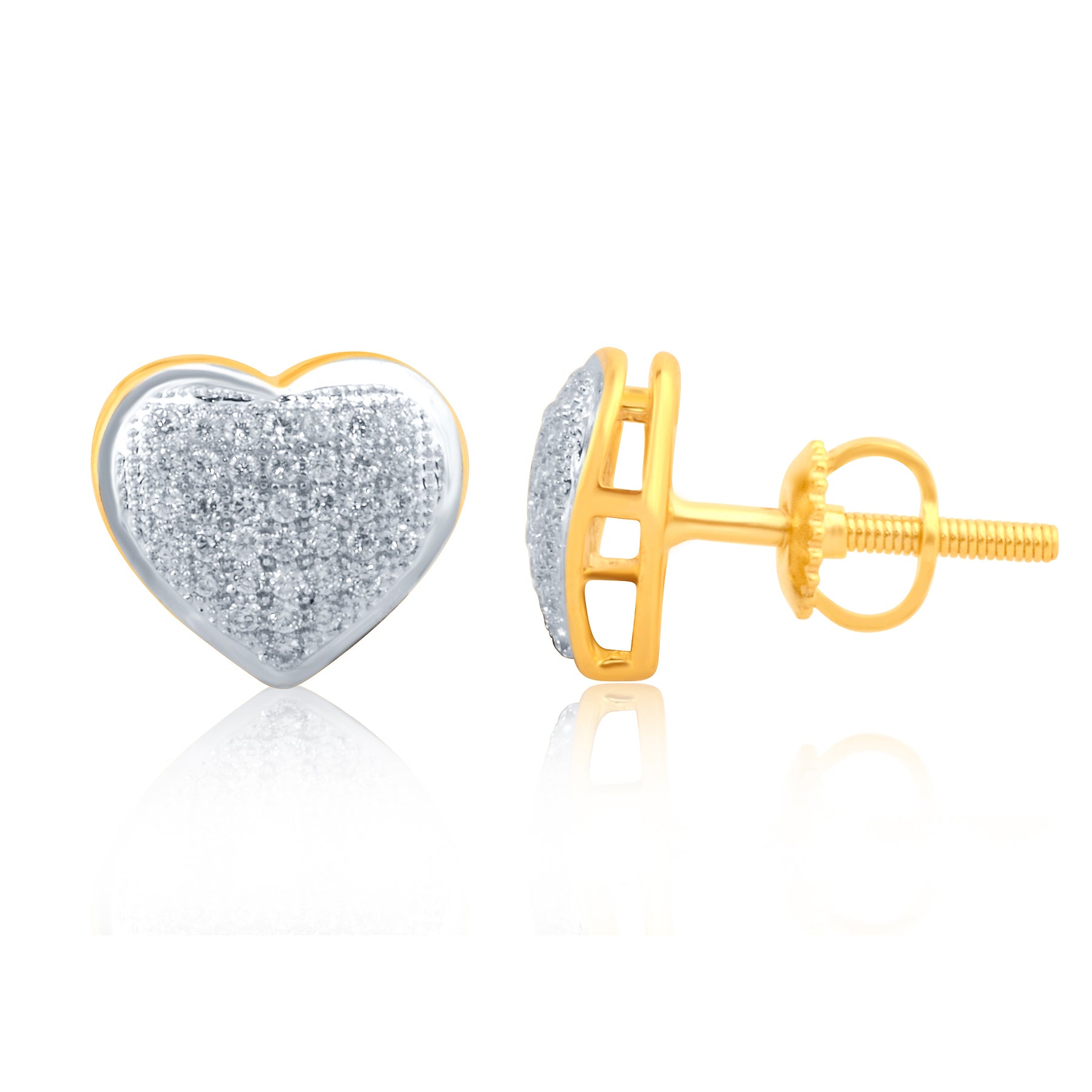 10K Yellowspl Price  0.30Ct D-Earrings  Heart Dome