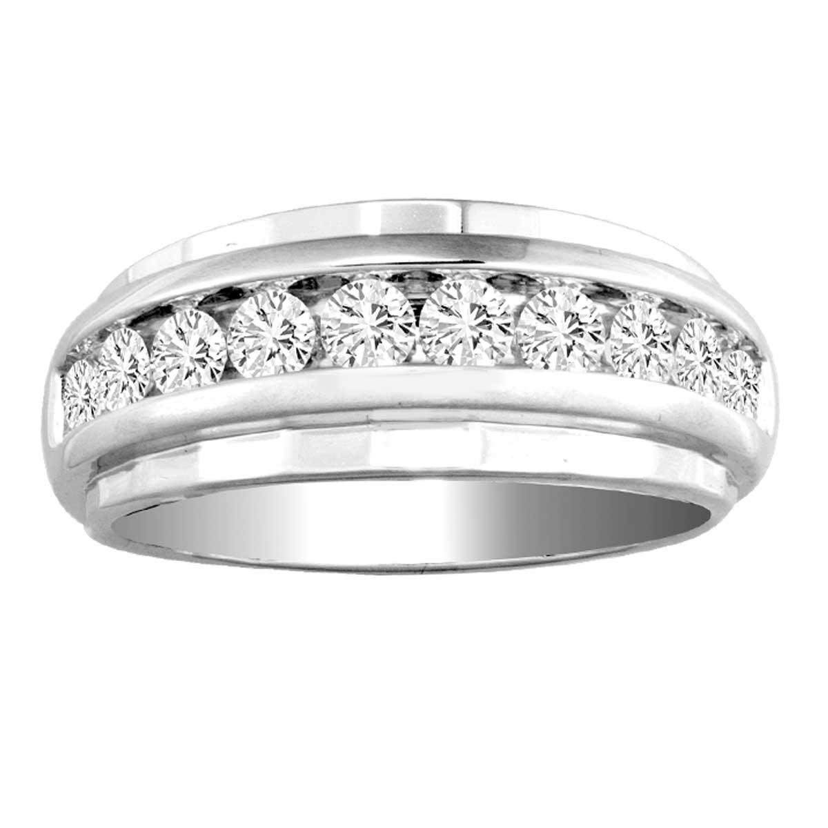 14K White Gold Beautiful 1.00Ct Diamond Men's  Band