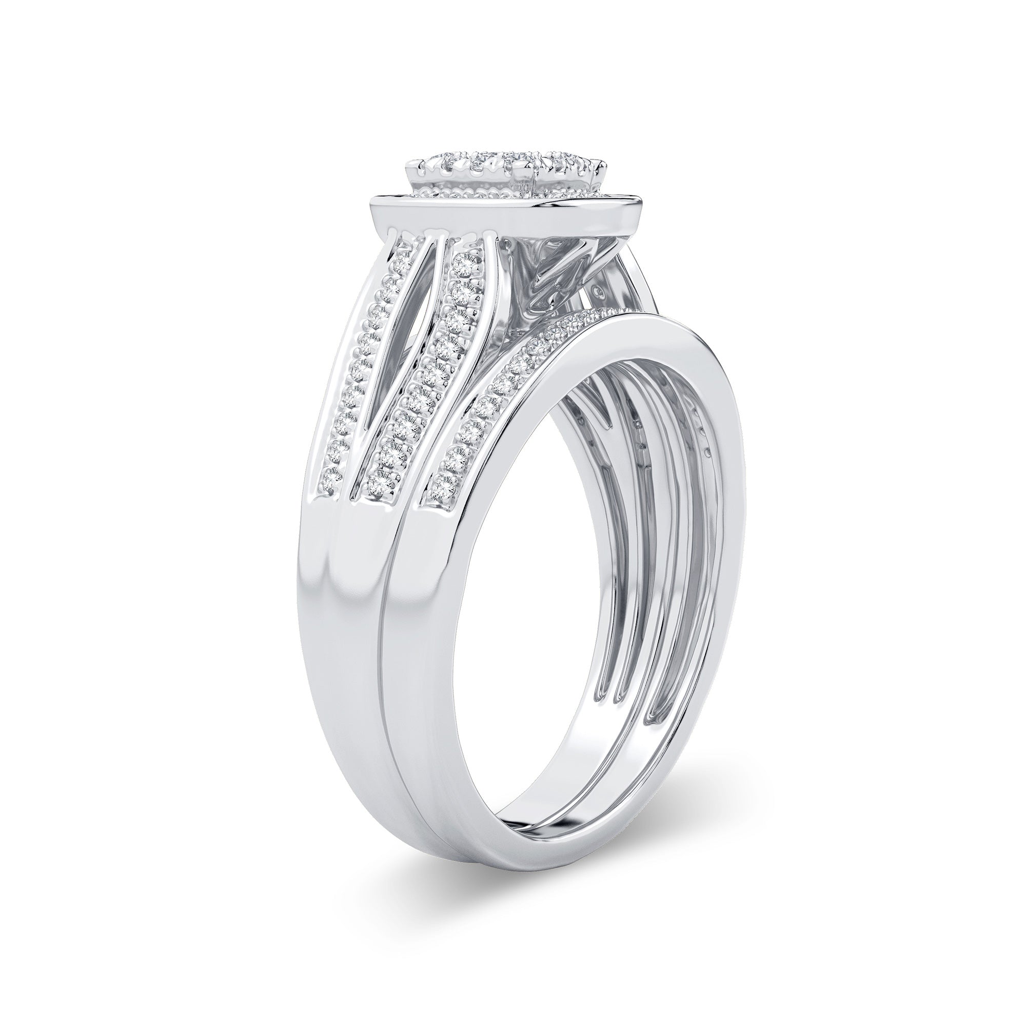 14K White Gold Exquisite 0.40Ct Diamond Bridal Ring