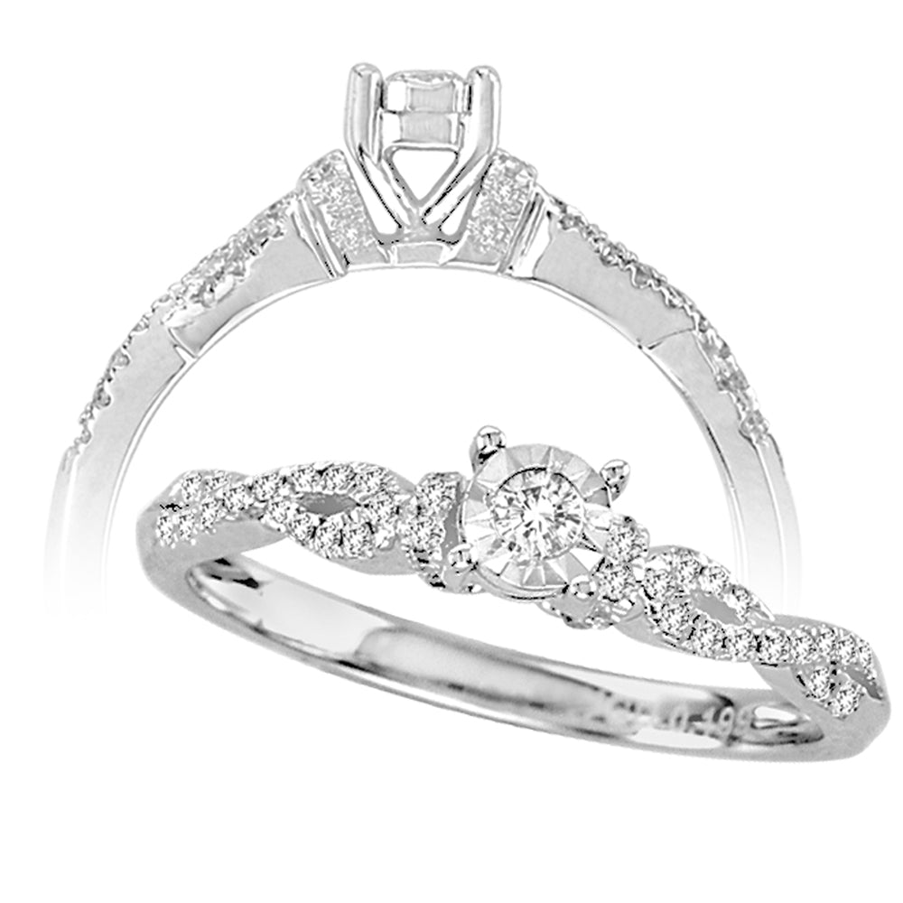 14K White Gold Exquisite 0.20Ct Diamond Ring