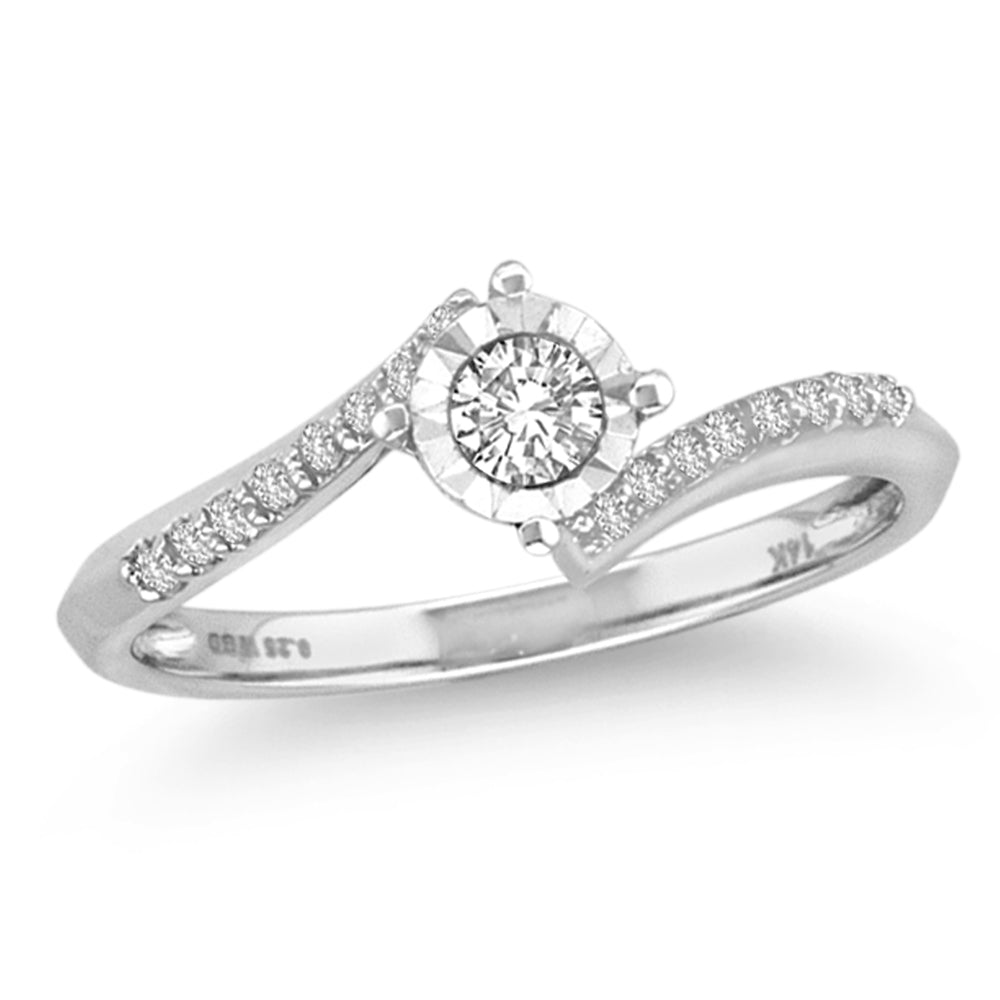 14K White Gold Beautiful 0.25Ct Diamond Ring