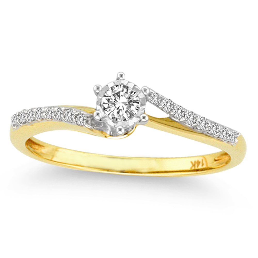 14K Yellow Gold Elegant 0.25Ct Diamond Ring