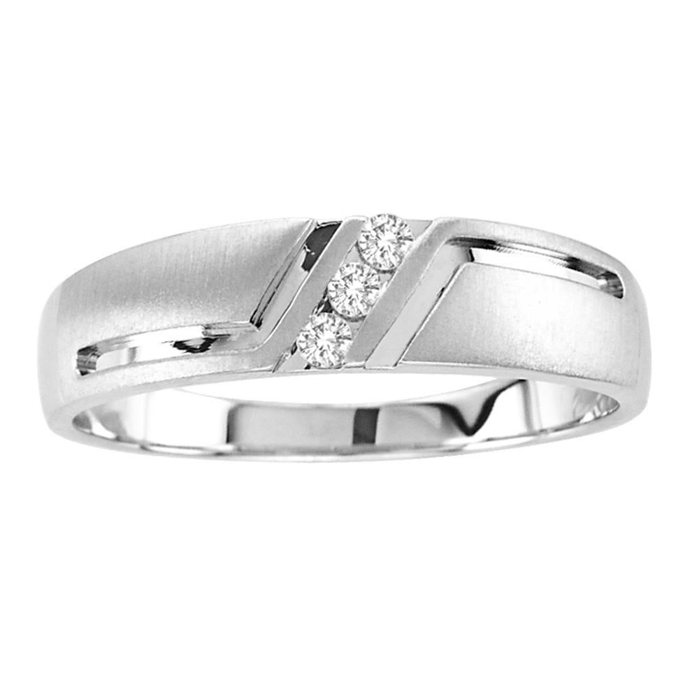 14K White Gold Elegant 0.10Ct Diamond Men's Band