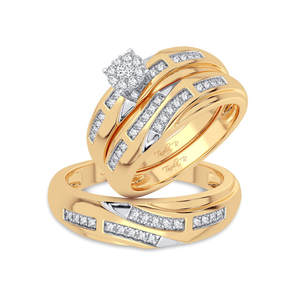 14K Yellow Gold Gorgeous 0.25Ct Diamond Trio Set