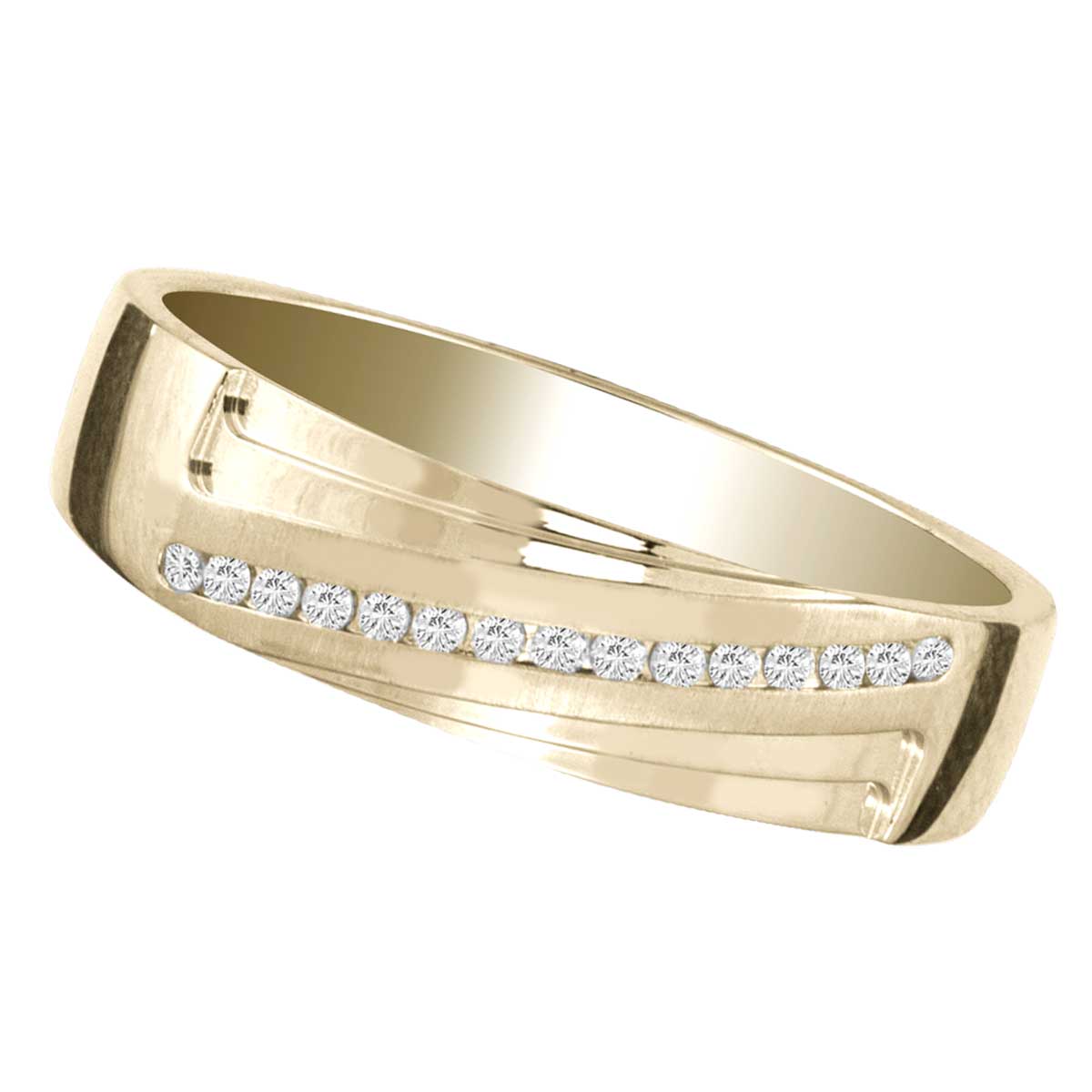 14K Yellow Gold Dazzling 0.10Ct Diamond Men's Band