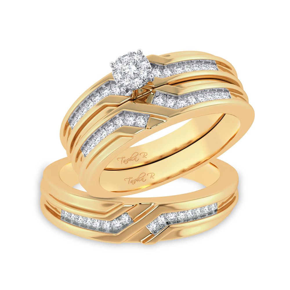 14K Yellow Gold 0.35Ct Diamond Trio Set