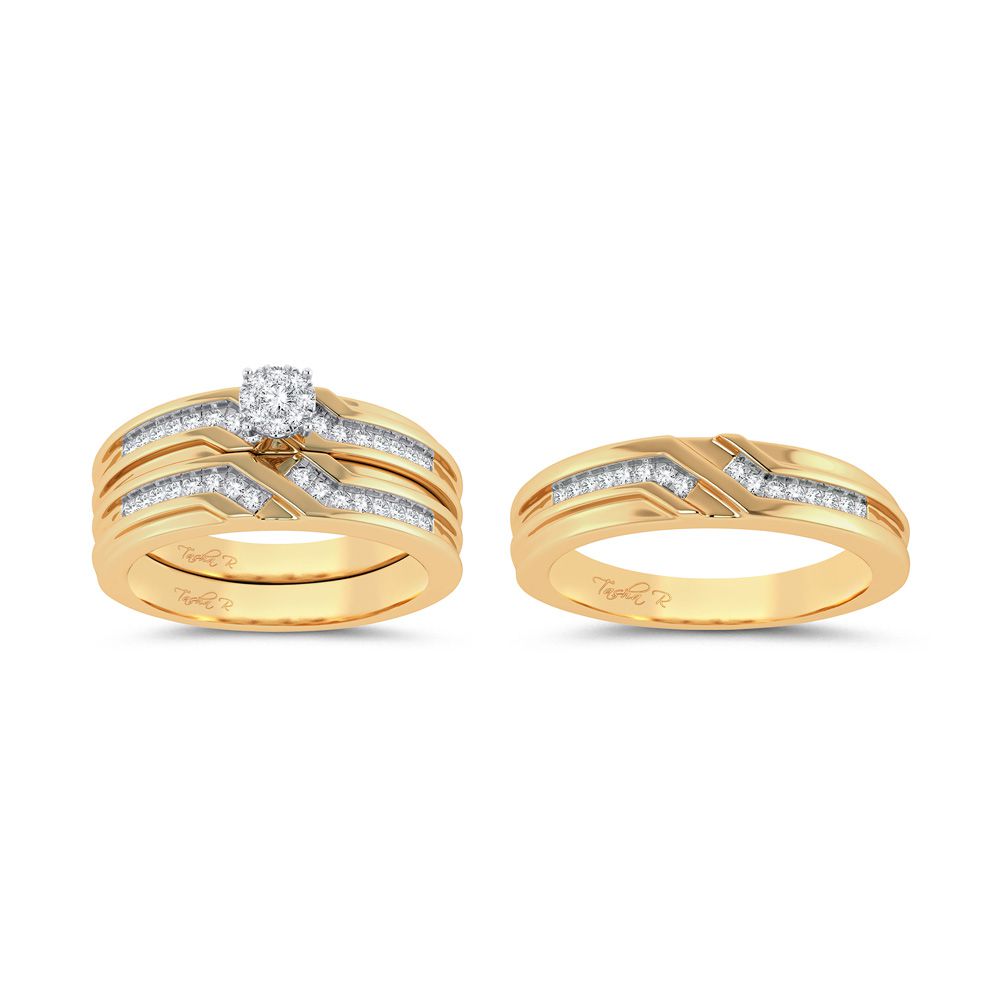 14K Yellow Gold 0.35Ct Diamond Trio Set